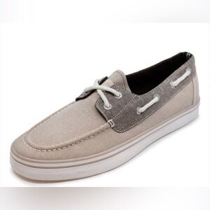 Nautica Galley tan gray Canvas nautical boat loafer Slip on shoes size 12